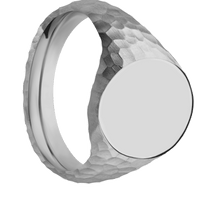 Medium Oval signet ring (16x13mm) in Titanium, with a Wide style band.
