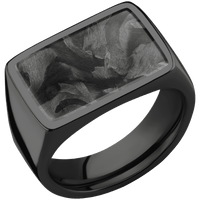 Large Horizontal Rectangle signet ring (20x14.5mm) in Zirconium, with a Wide style band, a Forged Carbon Fiber inlay.