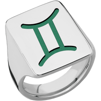 Extra Large Rectangle signet ring (24x17mm) in Titanium, with a Thin style band and a GEMINI engraving.