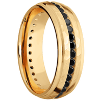 10K Yellow Gold + Hammer , Polish Finish