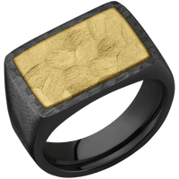 Large Horizontal Rectangle signet ring (20x14.5mm) in Zirconium, with a Wide style band, a 14K Yellow Gold inlay.