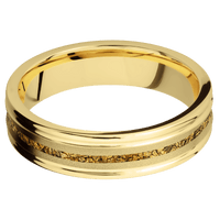 14K Yellow Gold + Sand , Polish Finish