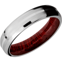 10K White Gold + Satin , Polish Finish + Blood Wood