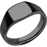 Small Cushion signet ring (10x10mm) in Zirconium, with a Wide style band.