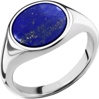 Medium Circle signet ring (14mm) in Cobalt Chrome, with a Thin style band, a Lapis inlay.