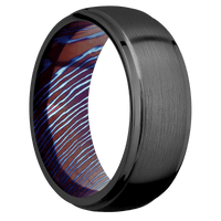 Zirconium + Satin , Polish Finish + Titanium Damascus