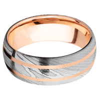Damascus + Polish Finish + 14K Rose Gold