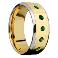 10K Yellow Gold + Hammer , Sand Finish