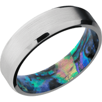 14K White Gold + Satin , Polish Finish + Abalone