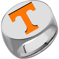 Extra Large Horizontal Oval signet ring (24x20mm) in Titanium, with a Wide style band and a Tennessee Power T engraving.