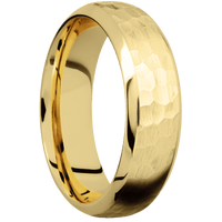 14K Yellow Gold + Hammer , Polish Finish