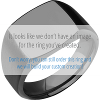 Medium Cushion signet ring (14x14mm) in Zirconium, with a Wide style band and a FLOWERS engraving.