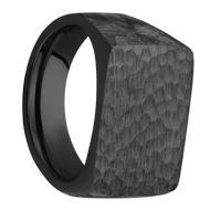 Large Horizontal Rectangle signet ring (20x14.5mm) in Zirconium, with a Wide style band.