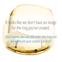 Large Cushion signet ring (18x18mm) in 10K Yellow Gold, with a Wide style band and a Michigan Wordmark Stacked engraving.