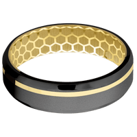 Zirconium + Bead , Polish Finish + 14K Yellow Gold