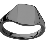 Small Rectangle signet ring (12x9mm) in Zirconium, with a Thin style band.