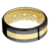 Zirconium + Polish , Satin Finish + 14K Yellow Gold