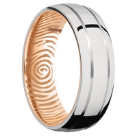 18K White Gold + Polish , Polish Finish + 18K Rose Gold