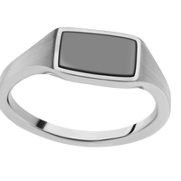 Small Horizontal Rectangle signet ring (12x9mm) in Cobalt Chrome, with a Thin style band, a Zirconium inlay.
