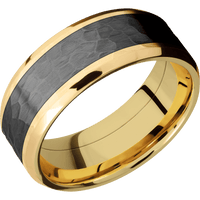 10K Yellow Gold + Hammer , Polish Finish