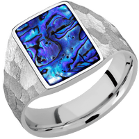 Medium Rectangle signet ring (16x11.5mm) in Palladium Silver, with a Wide style band, a Blue Purple Abalone inlay.
