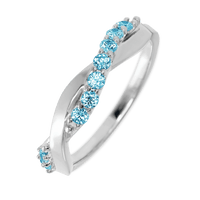 Platinum band with 9 Round Lab Blue Diamond having TCW-.27