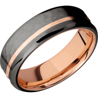 Tantalum Noir + Hammer , Polish Finish + 14K Rose Gold