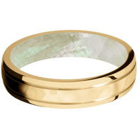 10K Yellow Gold + Rockpolish , Polish Finish + Freshwater Mother of Pearl