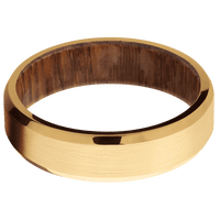 14K Yellow Gold + Satin , Polish Finish + Leopard Wood