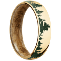 10K Yellow Gold + Polish Finish + Whiskey Barrel