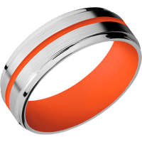 14K White Gold + Satin , Polish Finish + Hunter Orange