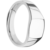 Small Cushion signet ring (10x10mm) in Platinum, with a Wide style band.