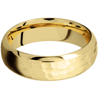 14K Yellow Gold + Hammer , Polish Finish