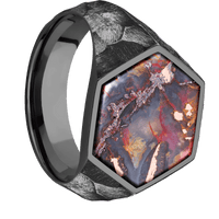 Large Hexagon signet ring (18.5x16mm) in Zirconium, with a Wide style band, a Chrysocopper inlay.