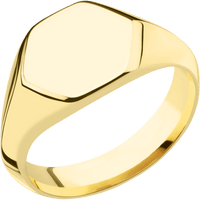 Medium Hexagon signet ring (13.9x12mm) in 10K Yellow Gold, with a Wide style band.