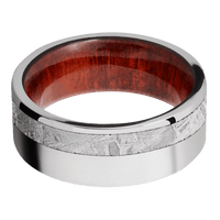 14K White Gold + Bead , Polish Finish + Red Heart