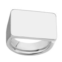 Extra Large Horizontal Rectangle signet ring  in Platinum, with a Wide style band.