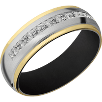 14K White Gold + Satin , Polish Finish + Black