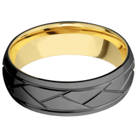 Zirconium + Polish Finish + 14K Yellow Gold