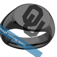 Medium Horizontal Oval signet ring (16x13mm) in Zirconium, with a Wide style band and an Oklahoma OU engraving.