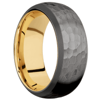 Tantalum Noir + Hammer , Sand Finish + 10K Yellow Gold