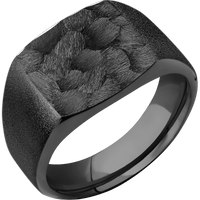 Medium Cushion signet ring (14x14mm) in Zirconium, with a Wide style band.
