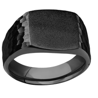 Medium Cushion signet ring (14x14mm) in Zirconium, with a Wide style band.