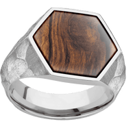 Large Hexagon signet ring (18.5x16mm) in Titanium, with a Wide style band, a Desert Iron Wood inlay.