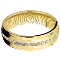 18K Yellow Gold + Hammer , Polish Finish