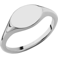 Small Horizontal Oval signet ring (12x9mm) in Titanium, with a Thin style band.