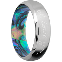 10K White Gold + Satin , Polish Finish + Abalone