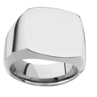 Large Cushion signet ring (18x18mm) in Titanium, with a Wide style band.