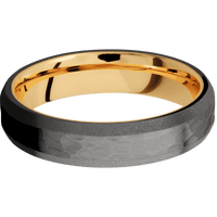 Tantalum Noir + Hammer , Sand Finish + 14K Yellow Gold