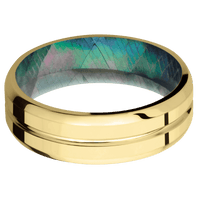 14K Yellow Gold + Polish , Polish Finish + Black Mother of Pearl